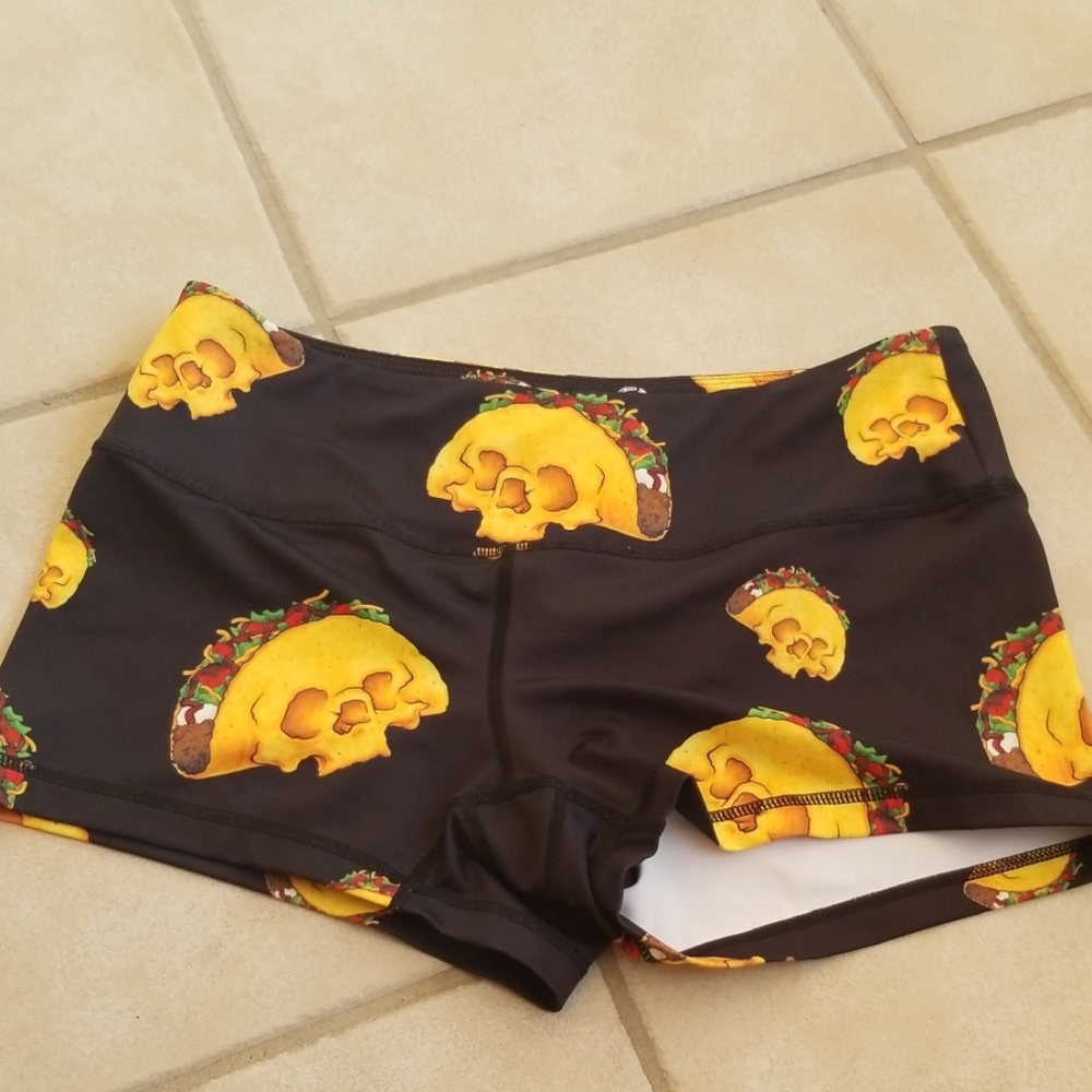 Feed me fight me skull taco crossfit shorts